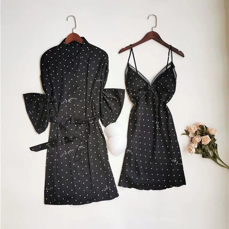 Blush Dot Kimono Wedding Sleepwear Set