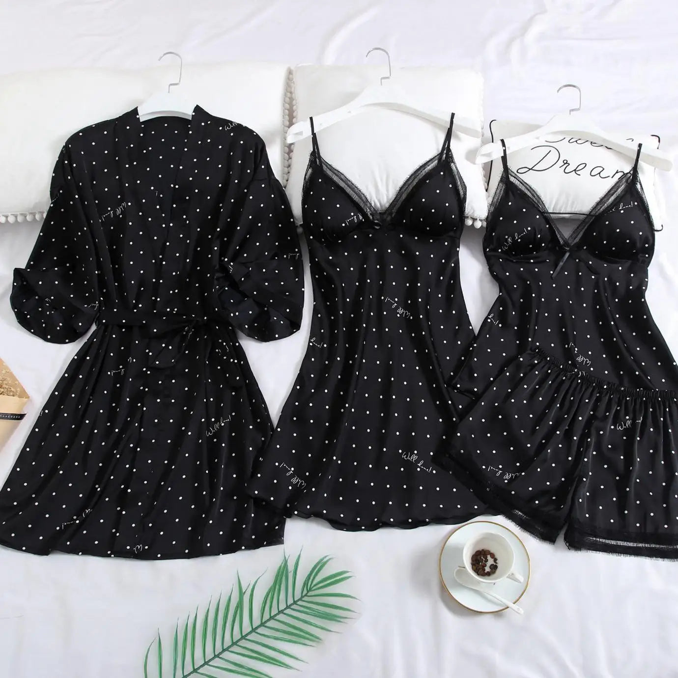 Blush Dot Kimono Wedding Sleepwear Set