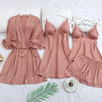 Blush Dot Kimono Wedding Sleepwear Set
