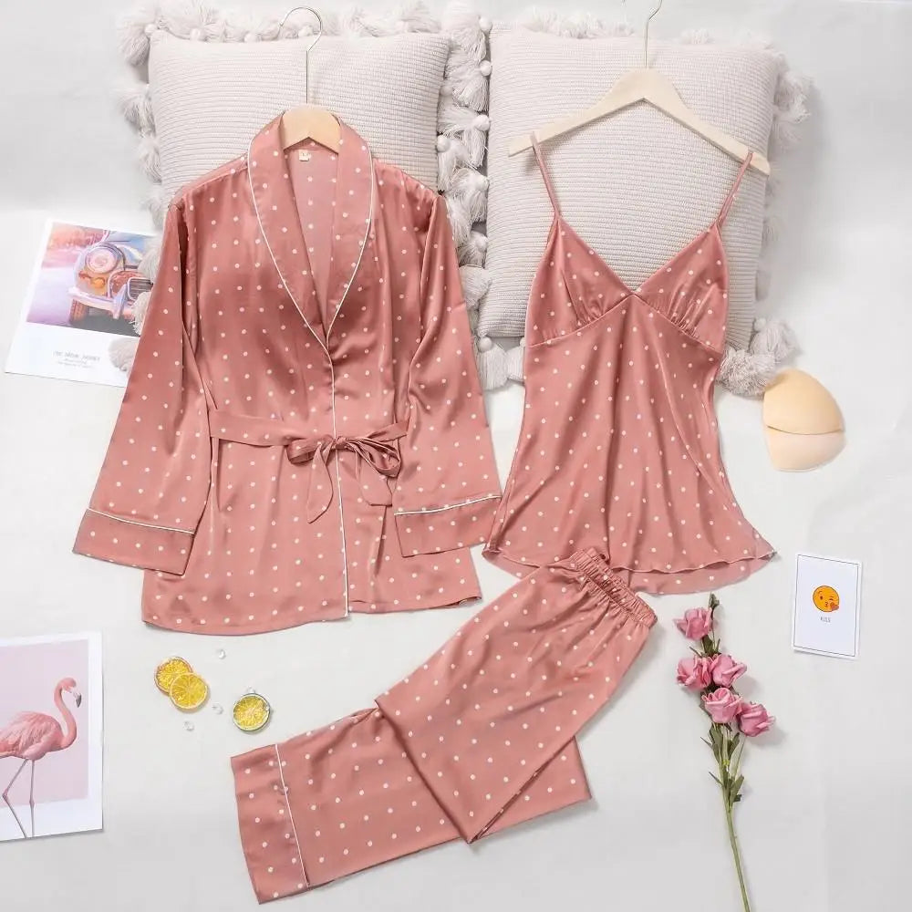 Blush Dot Kimono Wedding Sleepwear Set