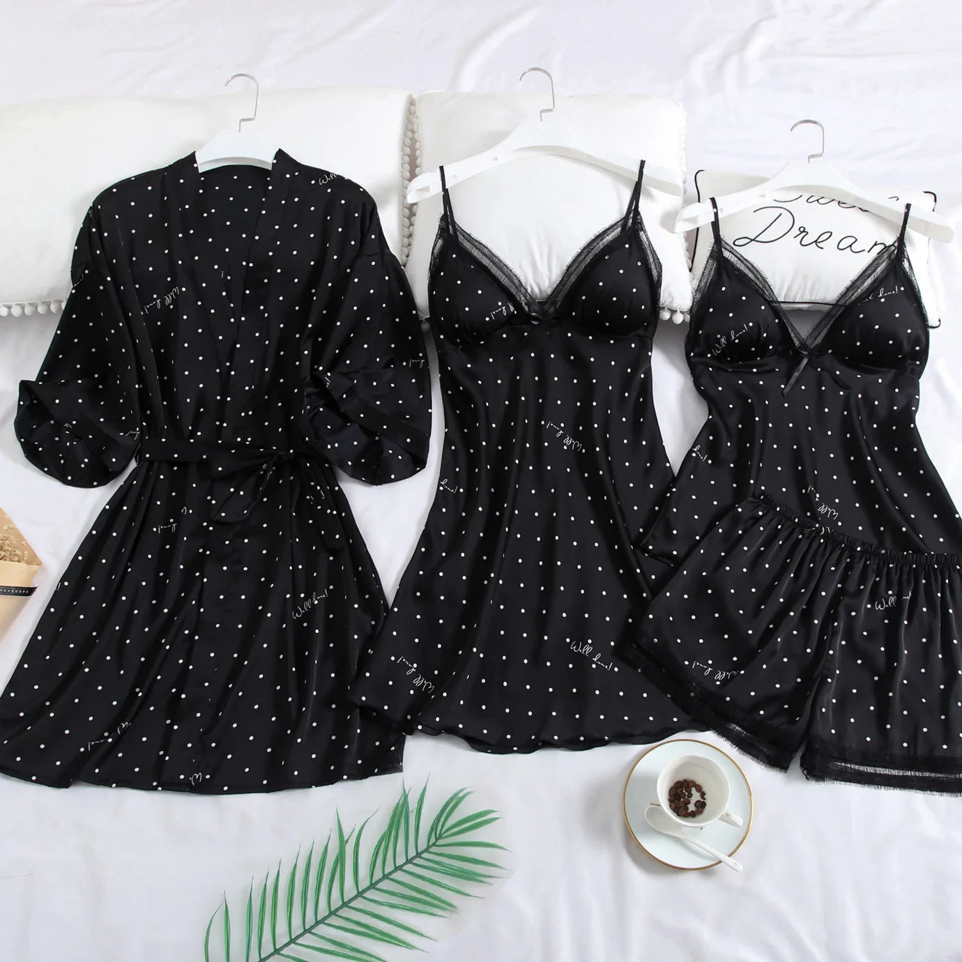 Blush Dot Kimono Wedding Sleepwear Set