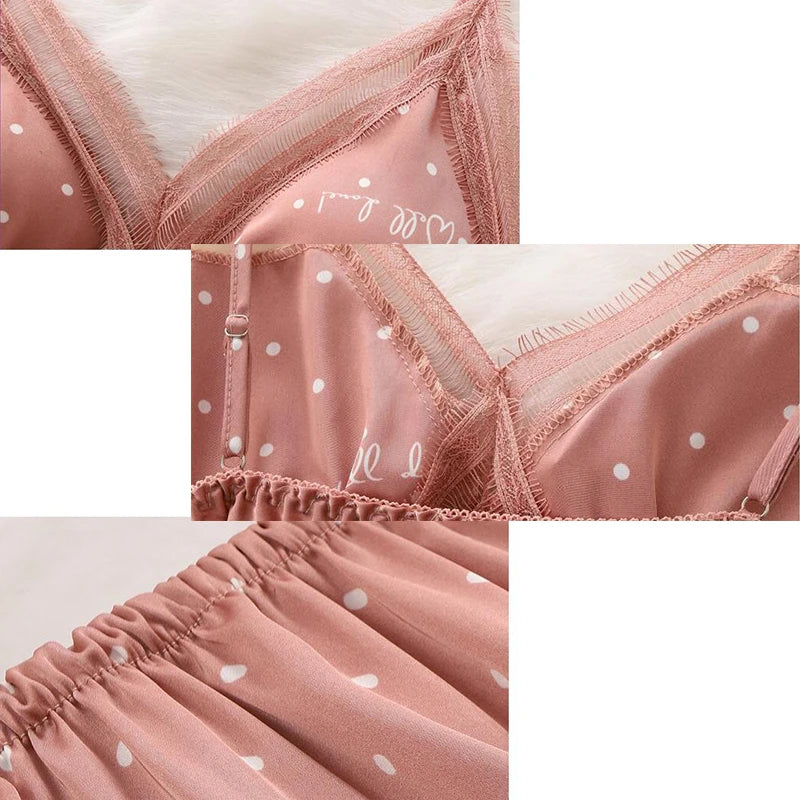 Blush Dot Kimono Wedding Sleepwear Set